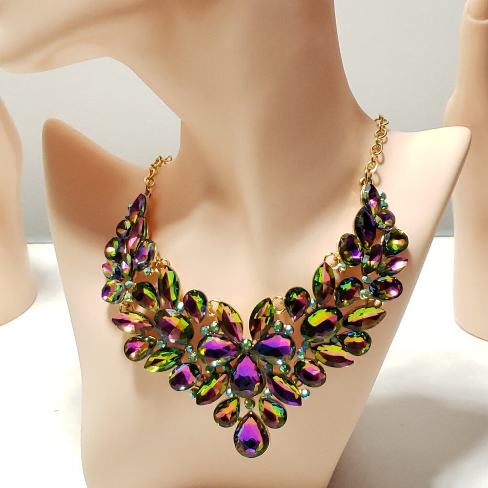 Rainbow Rhinestone Necklace.